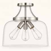 Front | studio front of the satin nickel frame and clear glass bell