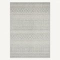 Flat lay | the rug laid fully flat, light gray, gray, and white geometric pattern