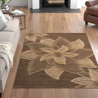 Hand-Tufted Area Rug, 5 ft x 8 ft in Brown Wool
