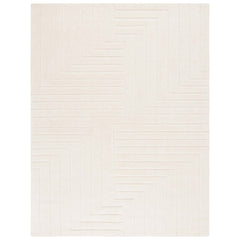 Hand-Tufted Area Rug, 8 x 10 ft in Ivory Cotton and Wool