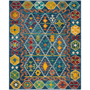 Hand Tufted Area Rug, 8' x 10', Navy and Gold Wool