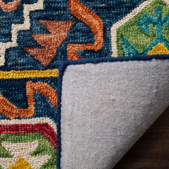 Hand Tufted Area Rug, 8' x 10', Navy and Gold Wool