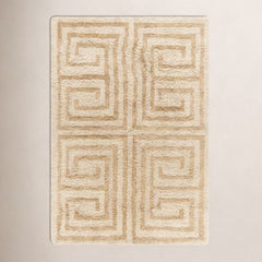Hand Tufted Shag Area Rug, 8' x 10', Tan Wool with Canvas Backing