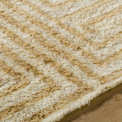 Hand Tufted Shag Area Rug, 8' x 10', Tan Wool with Canvas Backing