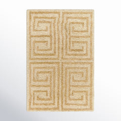 Hand Tufted Shag Area Rug, 8' x 10', Tan Wool with Canvas Backing