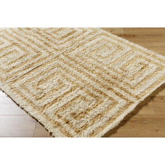 Hand Tufted Shag Area Rug, 8' x 10', Tan Wool with Canvas Backing