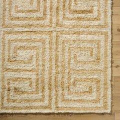 Hand Tufted Shag Area Rug, 8' x 10', Tan Wool with Canvas Backing