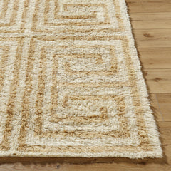 Hand Tufted Shag Area Rug, 8' x 10', Tan Wool with Canvas Backing