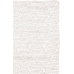Hand-Woven Area Rug, 6 x 9 ft in Ivory Wool and Viscose