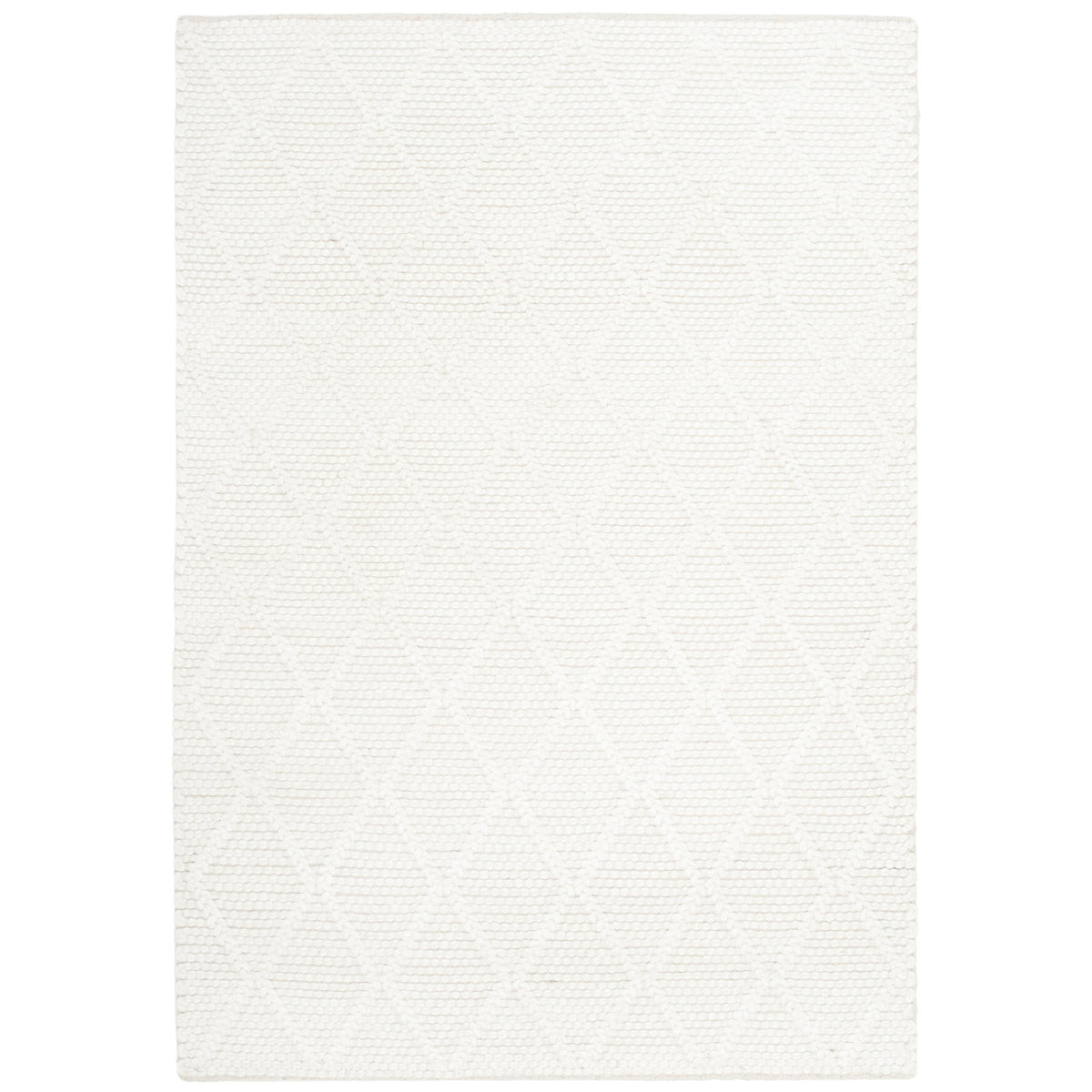 Hand-Woven Area Rug, 6 x 9 ft in Ivory Wool and Viscose
