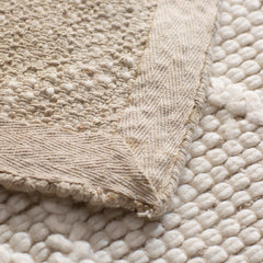 Hand-Woven Area Rug, 6 x 9 ft in Ivory Wool and Viscose