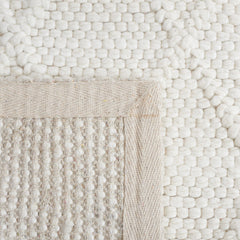 Hand-Woven Area Rug, 6 x 9 ft in Ivory Wool and Viscose