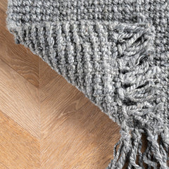 Hand Woven Area Rug, 8'6" x 11'6" in Gray