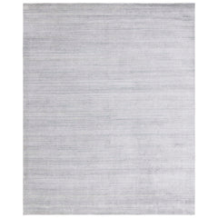 Hand Woven Area Rug, 8 x 10 ft, Ash Wool and Viscose