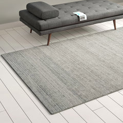 Hand Woven Area Rug, 8 x 10 ft, Ash Wool and Viscose