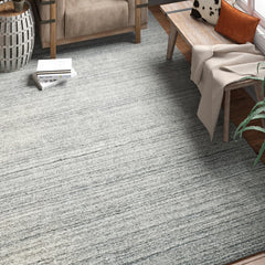 Hand Woven Area Rug, 8 x 10 ft, Ash Wool and Viscose