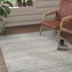 Hand Woven Area Rug, 8 x 10 ft, Ash Wool and Viscose