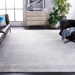 Hand Woven Area Rug, 8 x 10 ft, Ash Wool and Viscose