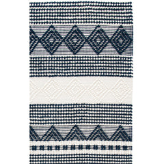 Hand-Woven Area Rug, 8 x 10 ft in Dark Navy and Ivory