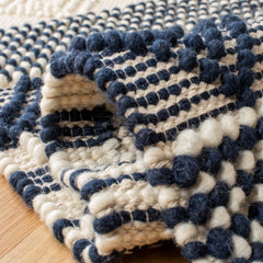 Hand-Woven Area Rug, 8 x 10 ft in Dark Navy and Ivory