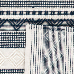 Hand-Woven Area Rug, 8 x 10 ft in Dark Navy and Ivory