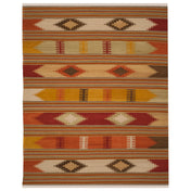 Hand-Woven Area Rug, 8 x 10 ft with Red and Orange Southwestern Pattern