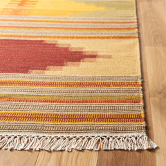 Hand-Woven Area Rug, 8 x 10 ft with Red and Orange Southwestern Pattern