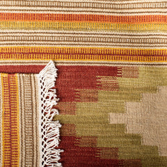 Hand-Woven Area Rug, 8 x 10 ft with Red and Orange Southwestern Pattern