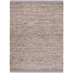 Hand Woven Area Rug, 9 Ft x 12 Ft in Brown and Ivory Cotton and Wool