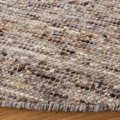 Hand Woven Area Rug, 9 Ft x 12 Ft in Brown and Ivory Cotton and Wool