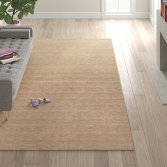 Hand Woven Indoor Area Rug, 8 Ft x 11 Ft in Beige Wool