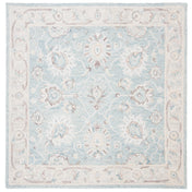 Hand-Woven Wool Area Rug, 6 Ft Square, Beige