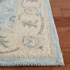 Hand-Woven Wool Area Rug, 6 Ft Square, Beige