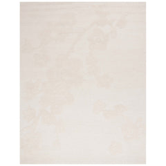 Hand-Woven Wool Area Rug, 8 ft x 10 ft, Ivory with Floral Pattern