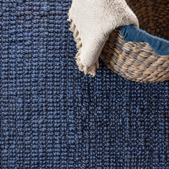 Handwoven Area Rug, 7'8" x 10' in Navy Jute