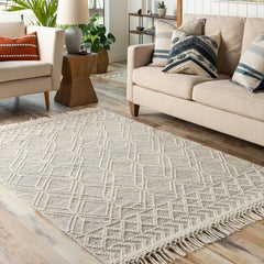 Handwoven Area Rug, 7 ft 6 in x 9 ft 6 in with Wool and Polyester