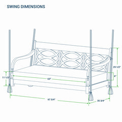 Hanging Porch Swing, Solid Mahogany Frame with Oyster Cushion