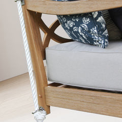 Hanging Porch Swing, Solid Mahogany Frame with Oyster Cushion