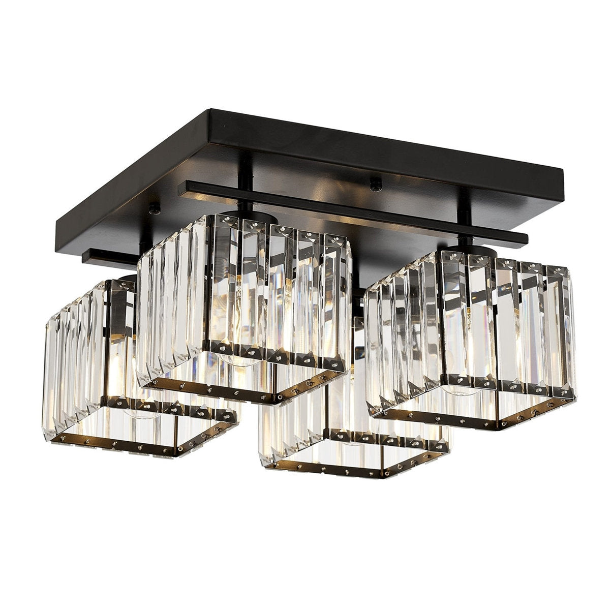 Hardwired Chandelier with Metal Body and Crystal Cap, 40 cm Wide