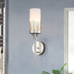 Hardwired Wall Sconce with Steel and Glass Shade