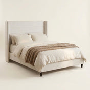 Grevane Haven Upholstered Wingback Bed - angled studio view