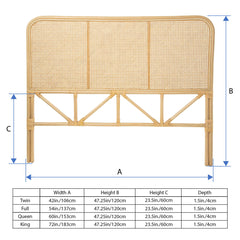 Headboard, Full Size, Open-Frame Wicker Rattan Design