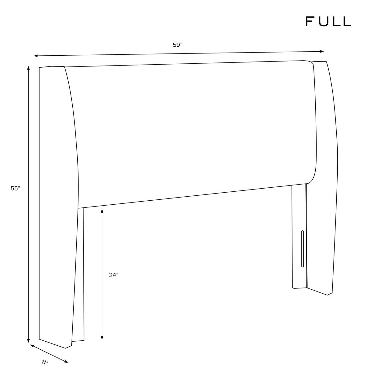 Headboard, Full Size, Tweed Upholstery with Solid Wood Frame