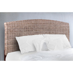 Headboard, King, Gray Rattan Weave with Solid Mahogany Frame