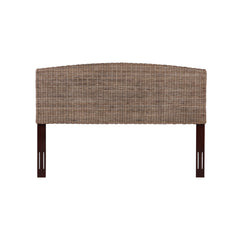 Headboard, King, Gray Rattan Weave with Solid Mahogany Frame