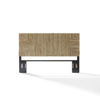 Headboard, Queen, Natural Handwoven Banana Leaf with Mahogany Feet