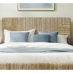 Headboard, Queen, Natural Handwoven Banana Leaf with Mahogany Feet
