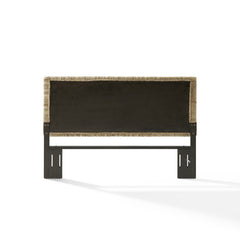 Headboard, Queen, Natural Handwoven Banana Leaf with Mahogany Feet