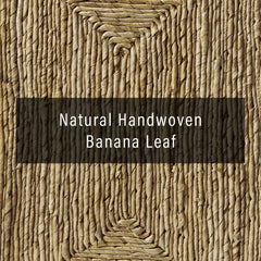 Headboard, Queen, Natural Handwoven Banana Leaf with Mahogany Feet