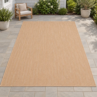 Bremhaus Alder Beige Chevron Indoor/Outdoor Rug, 10' x 14'